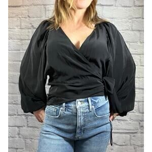 Stunning A.L.C. Silk Poet Sleeve Wrap Blouse